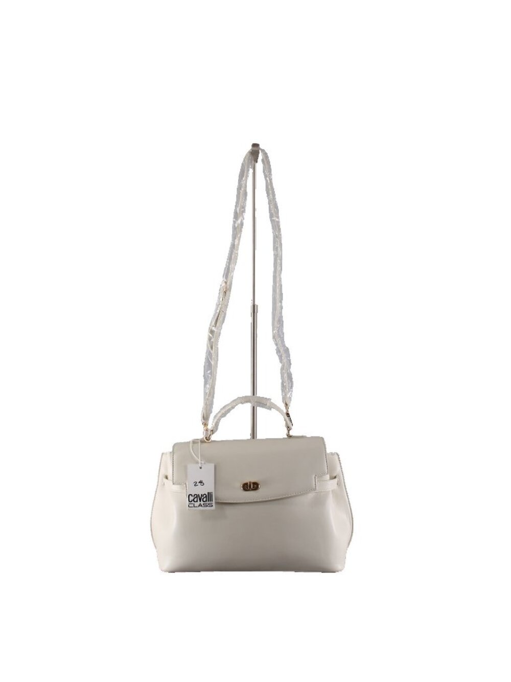 Cavalli Class Purse NEW $118 Tatiana 14x9x5 White Asparagus 100% Polyurethane